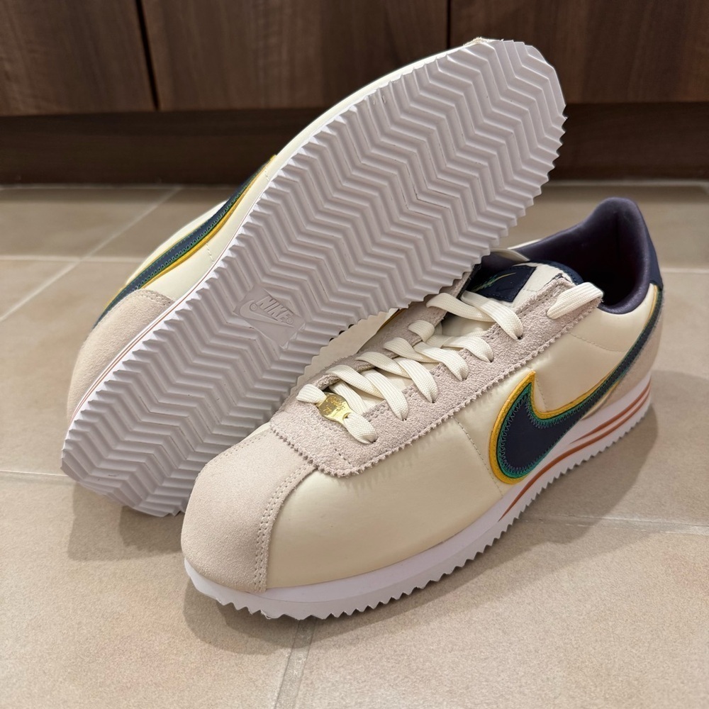 Nike Cortez Basic Prem Coconut Milk Thunder Blue DJ5183-100 Ss 9.5 - Picture 4 of 5